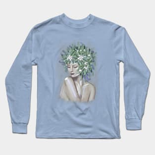 Pretty young girl with flowers in hair. Long Sleeve T-Shirt